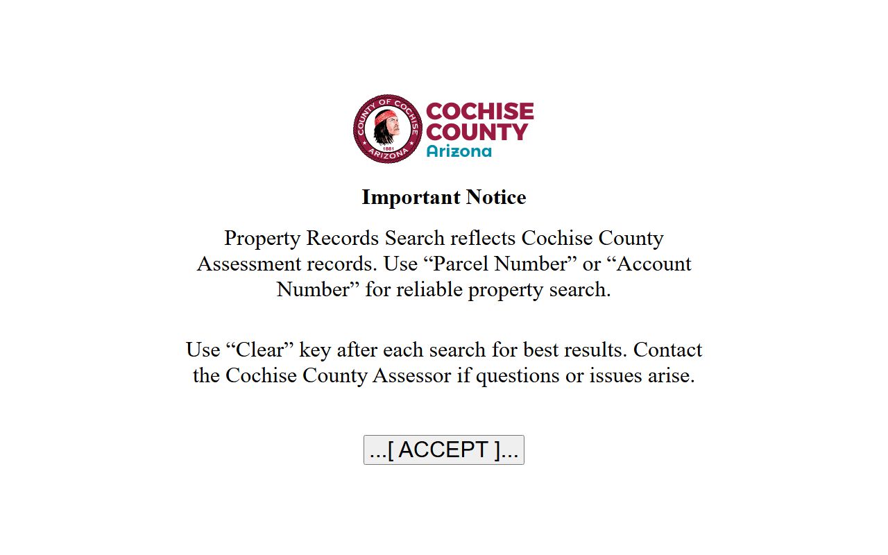 Cochise County property records database search tool