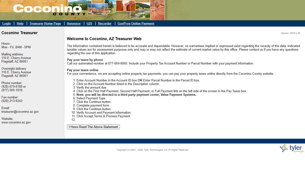 Coconino County EagleWeb property tax search database