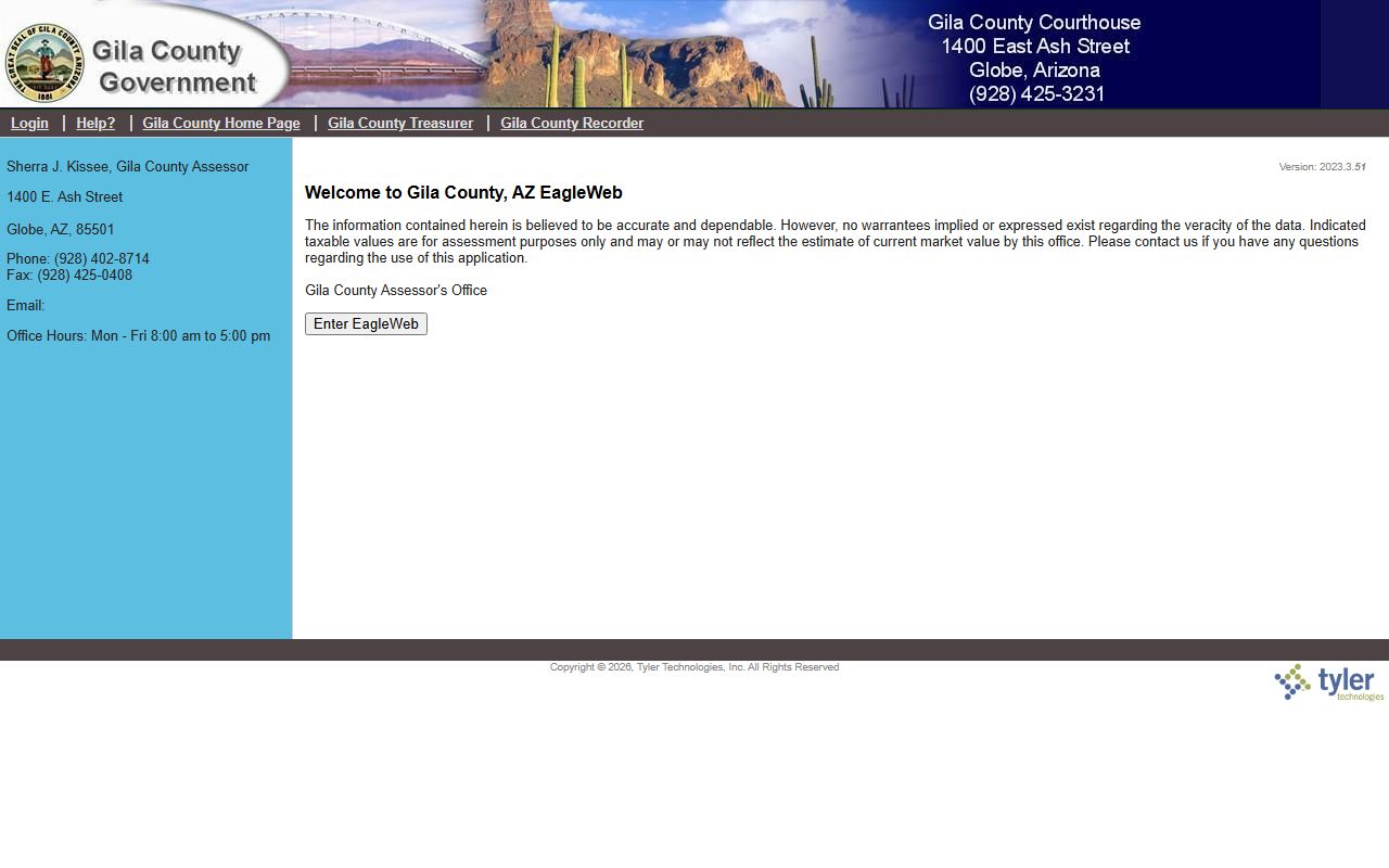Gila County EagleWeb assessor property search database