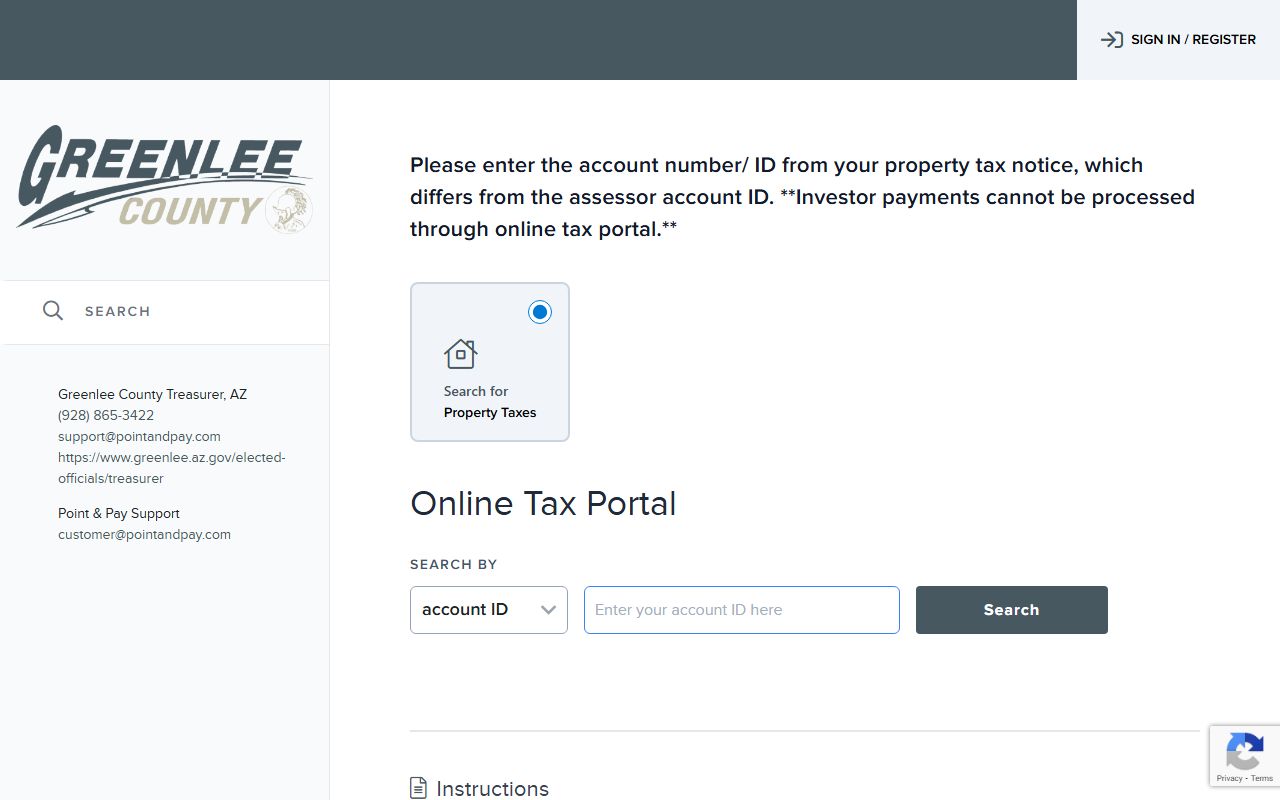 Greenlee County online property tax payment portal