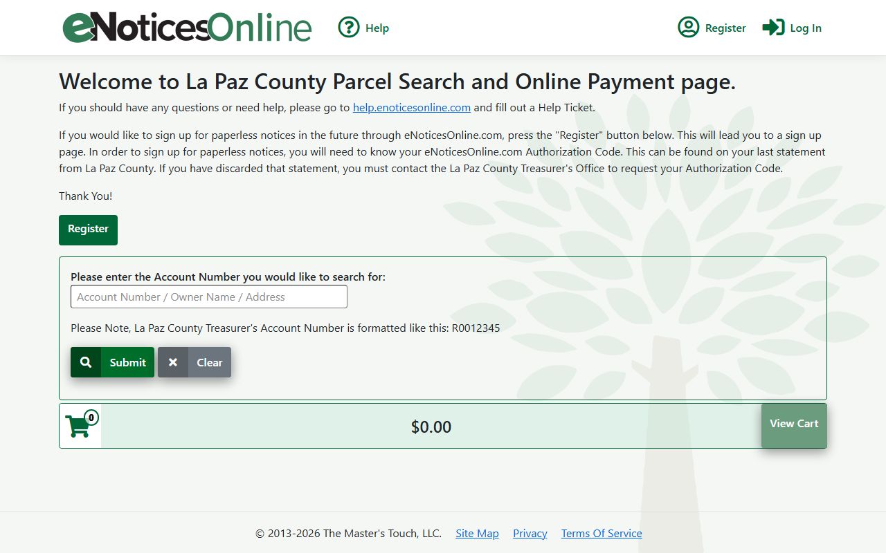 La Paz County online property tax payment portal