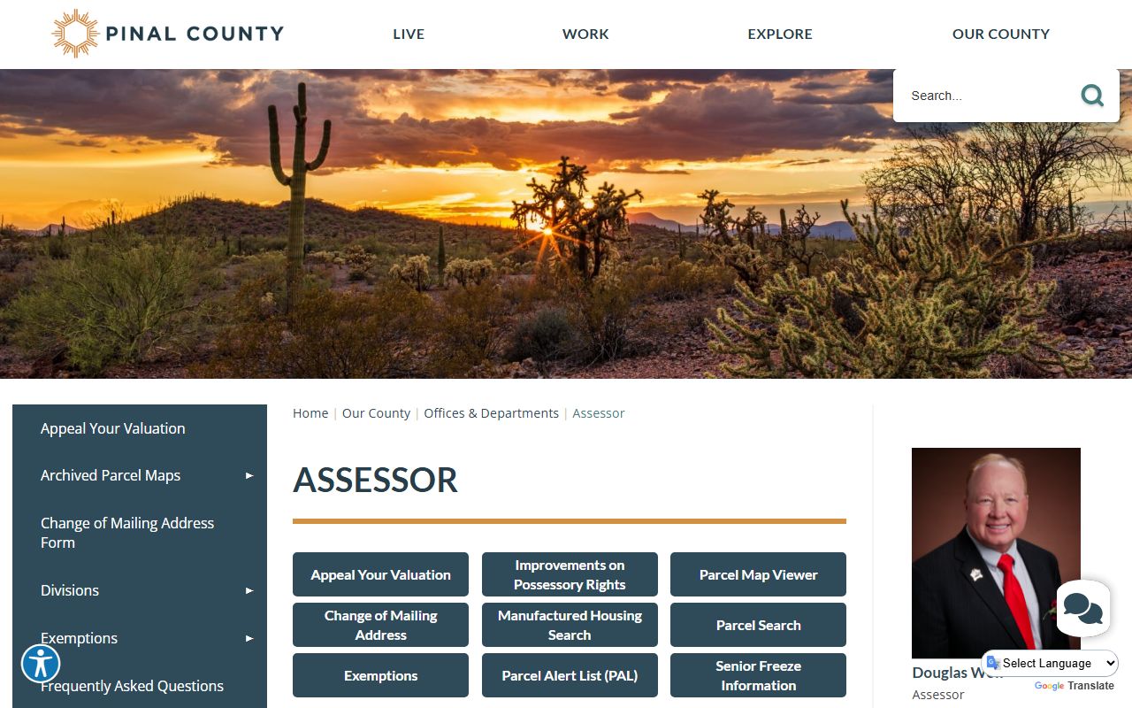 Pinal County Assessor office information page