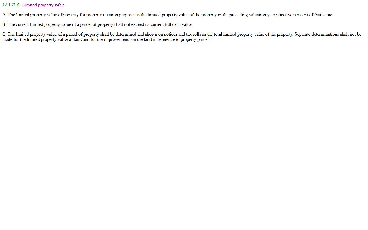 Arizona property tax statutes and legal framework